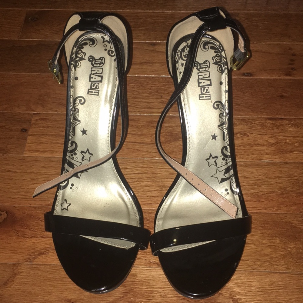 Black strap heels